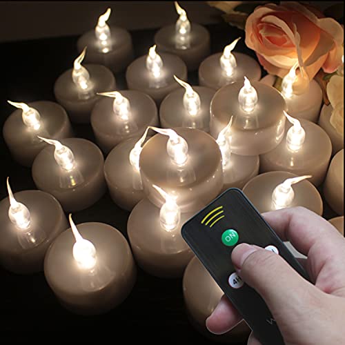 Wilrigir Flammenlose Kerze ferngesteuertes LED-Teelicht, batteriebetriebene LED-Votivkerze mit Timer, realistische und helle gefälschte warmweiße Teelichter, für Saison- und Festivalfeier, 12er-Pack von Wilrigir