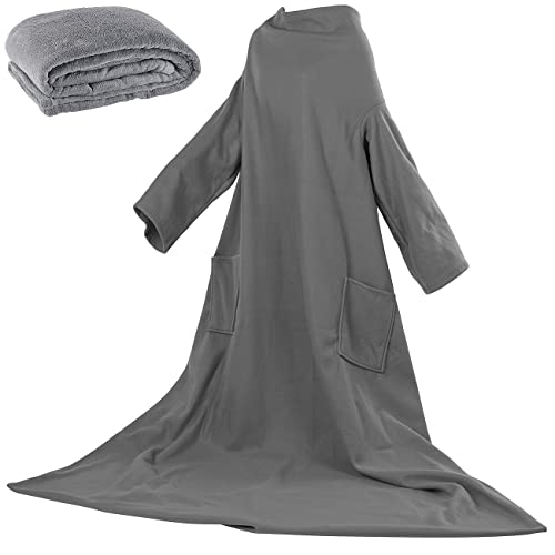 Wilson Gabor Wärmedecke: Fleece-Kuscheldecke mit Ärmeln, Mikrofaser, anthrazit, 150 x 200 cm (Decke mit Ärmeln, Decke mit Ärmel, Wärmflasche) von Wilson Gabor