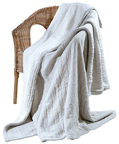 Wilson Gabor Sofa Decke: Tagesdecke im Strick-Zopf-Design mit Webpelz-Unterseite, 180 x 150 cm (Flausch Decke, Mikrofaser Kuscheldecke, Sessel) von Wilson Gabor