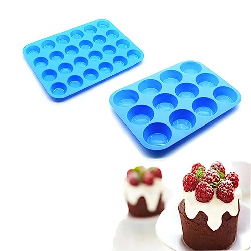 Muffinblech 12er Muffinform Blech Muffinform Silikon Mini Muffins Backform Mini Silikon Cupcake Pan Set Muffinform silikon Set Muffinbackformen Geeignet für Cupcakes Pralinen Süßigkeiten Kekse 2pcs von Wilsonzin