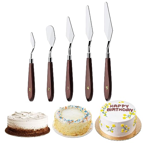 5 Stück Streichpalette Set Kuchen Creme Spachtel Gebäck Werkzeug Rührschaber Set Kuchen Dekorieren Schaber Tortenspachtel Cremespatel strukturpaste für Torte, Backen, Konditorei, Strukturpaste von Wilsonzin