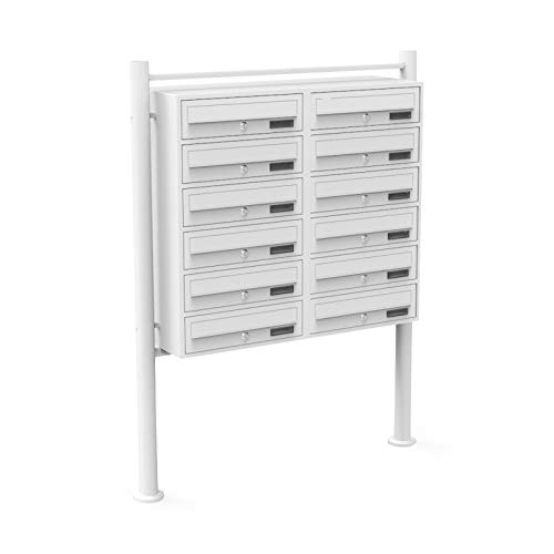 Wiltec 12er Briefkastenanlage weiß 945 x 270 x 1500 mm, Standbriefkasten mit 2x6 Fächern, Schlüssel und Namensschild, Briefkasten Postkasten mit Ständer Wiltec 12er Briefkastenanlage weiß 945 x 270 x 1500 mm, Standbriefkasten mit 2x6 Fächern, Schlüssel und Namensschild, Briefkasten Postkasten mit Ständer von Wiltec