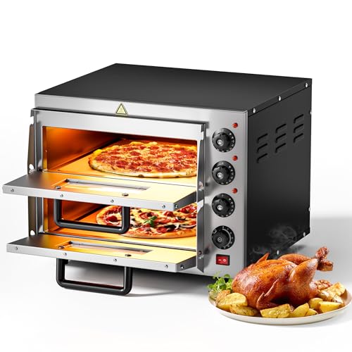 2-Etagen Pizza-Backofen 3000W mit Cordierit Stein für Pizza wie aus dem Steinofen Pizzaofen Backofen von Wiltec