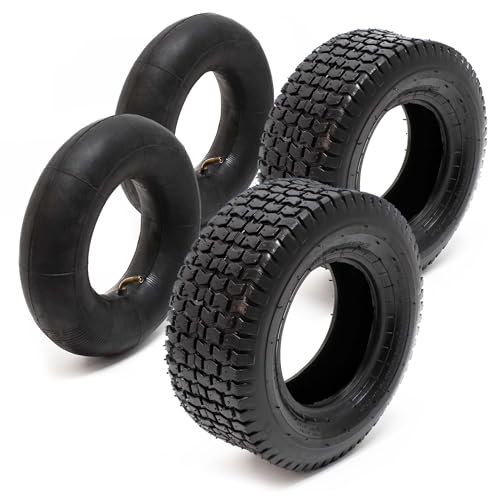 Wiltec 2X Reifenmantel 2X Schlauch für Aufsitzmäher/Rasentraktor 16x6.50-8 4PR Winkelventil von Wiltec