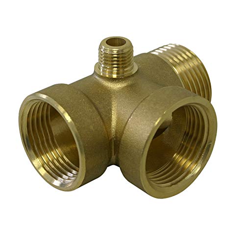Wiltec 4-Wege Verteiler Messing 2x IG DN25 1" 1x AG DN25 1" 1x AG 1/4" Anschluss für Hauswasserwerk, Pumpe und Membrankessel von Wiltec