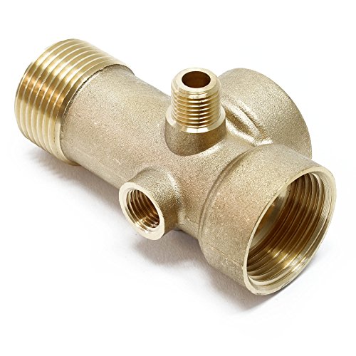 Wiltec 5-Wege Verteiler Messing 2x 1" IG 1x 1" AG 1x 1/4" IG 1x 1/4" AG Anschluss für Hauswasserwerk, Pumpe und Membrankessel von Wiltec