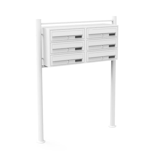Wiltec 6er Briefkastenanlage weiß 270 x 898 x 1150 mm, Standbriefkasten mit 2x3 Fächern, Schlüssel und Namensschild, Briefkasten Postkasten mit Ständer Wiltec 6er Briefkastenanlage weiß 270 x 898 x 1150 mm, Standbriefkasten mit 2x3 Fächern, Schlüssel und Namensschild, Briefkasten Postkasten mit Ständer von Wiltec