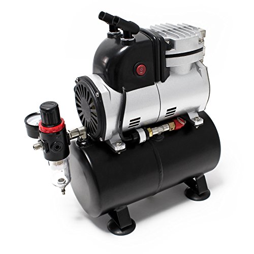 Airbrush Einzylinderkolbenkompressor AF189 mit Lufttank maximal Druck 6 bar von Wiltec