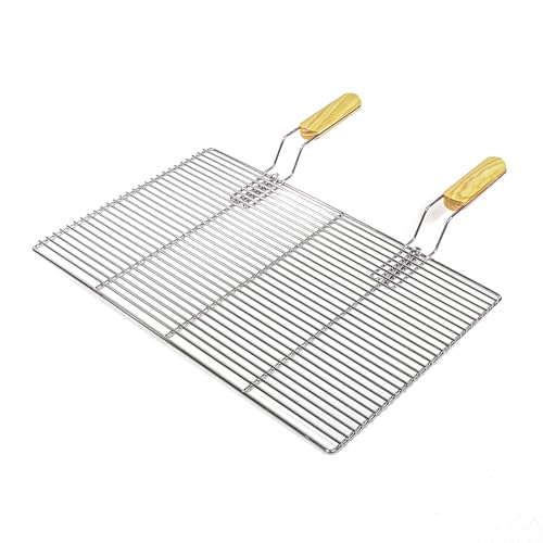 BBQ Grillrost Eckig 60x40cm aus Hochwertigem Edelstahl mit Handgriffen für Gasgrill, Kugelgrill usw. von Wiltec