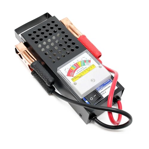 Wiltec Batterietester für 6V und 12V Batterien/Akkus, mit 2 Klemmzangen, justierbarer Skala, Batterieprüfer für Pkw Ladesystem, Lichtmaschine, Anlasser von Wiltec