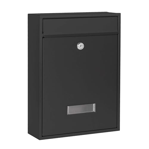 Wiltec Briefkasten schwarz V10 Postkasten mit Namensschild, großem Briefschlitz und 2 Schlüsseln Wandbriefkasten aus pulverbeschichtetem Stahl Wiltec Briefkasten schwarz V10 Postkasten mit Namensschild, großem Briefschlitz und 2 Schlüsseln Wandbriefkasten aus pulverbeschichtetem Stahl von Wiltec