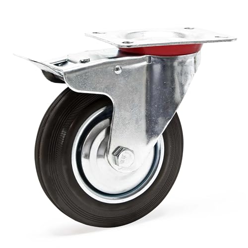 Wiltec Doppelstopp-Lenkrolle Ø200mm bis 150kg Tragkraft mit Gummirad und Feststellbremse leiser Lauf, Transportrolle Möbelrolle Laufrolle Möbel-Lenkrolle Wiltec Doppelstopp-Lenkrolle Ø200mm bis 150kg Tragkraft mit Gummirad und Feststellbremse leiser Lauf, Transportrolle Möbelrolle Laufrolle Möbel-Lenkrolle von Wiltec