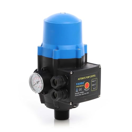 Wiltec Druckschalter SKD-2 230V 1-phasig bis 10 bar, Druckwächter mit Trockenlaufschutz für Hauswasserwerke und Pumpen, zuverlässige Pumpensteuerung von Wiltec