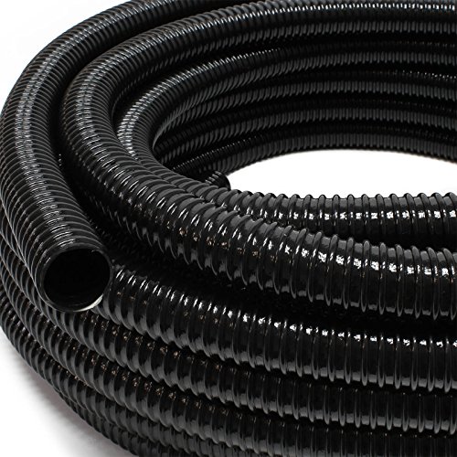 Wiltec Flexibler Förderschlauch 25m Spiralschlauch 25mm (1") schwarz mit Verstärkungsspirale Bewässerung Wasser Teich von Wiltec