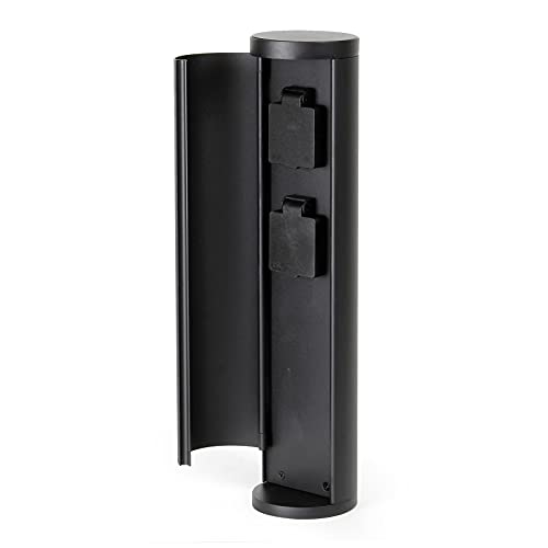 Gartensteckdose 2-fach aus Aluminium Steckdosensäule mit IP44 für Außenbereich mit 2 Steckdosen von Wiltec