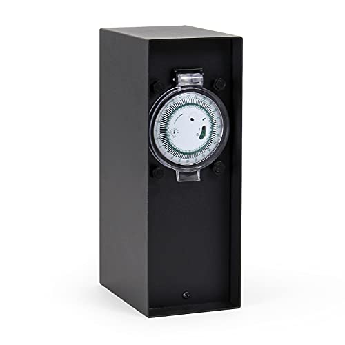 Gartensteckdose 2-fach aus rostfreiem Stahl mit Timer, Außensteckdose IP44 mit Zeitschaltuhr von Wiltec
