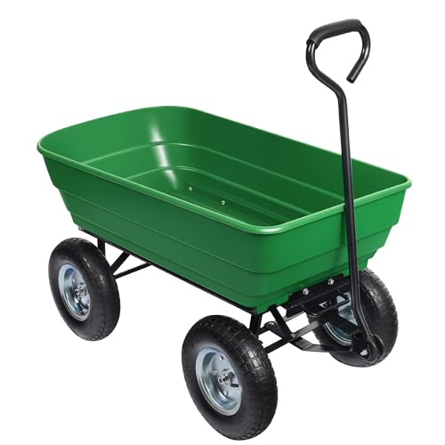 Wiltec Gartenwagen mit Kippfunktion bis 350 kg, Handwagen mit 125 l Volumen, Bollerwagen für Gartenarbeit, Handkarren für u. a. Rasen, Kies, Schlamm von Wiltec