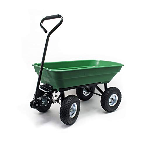 Wiltec Gartenwagen mit Kippfunktion bis 200 kg, Handwagen mit 50 l Volumen, Bollerwagen für Gartenarbeit, Handkarren für u. a. Rasen, Kies u. Schlamm von Wiltec