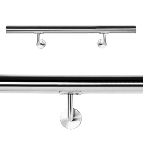 Handlaufset Wandhalter Handlauf 120cm Halter Treppe Haltegriff Edelstahl V2A von Wiltec