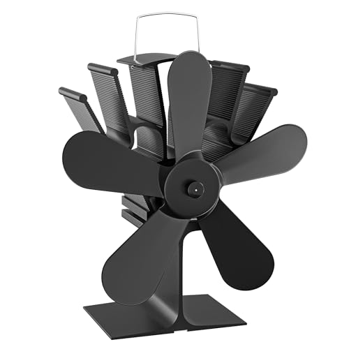 Wiltec Kaminofenventilator mit 5 Flügeln 70 bis 350°C, Ofenventilator ohne Strom, Kaminventilator für eine effiziente und umweltfreundliche Wärmeverteilung von Wiltec