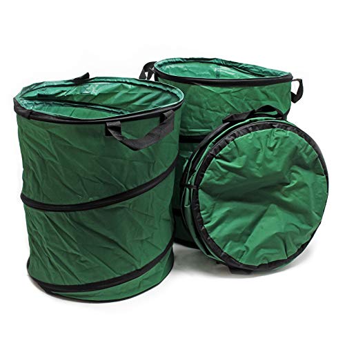 Wiltec 3x Laubsack rund 100l Grün Pop Up Faltbar 600D-Oxford-Polyester Abfallsammlung Rasensack Gewebesack Robust Gartenabfälle von Wiltec