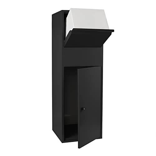 Wiltec Paketkasten schwarz 460 x 450 x 1400 mm, Paketbox Zuhause, private Paketannahme passend für Pakete der Größe S und L, Standbriefkasten von Wiltec