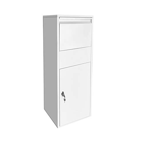 Wiltec Paketkasten weiß 460 x 450 x 1400 mm, Paketbox Zuhause, Private Paketannahme passend für Pakete der Größe S und L, Standbriefkasten von Wiltec