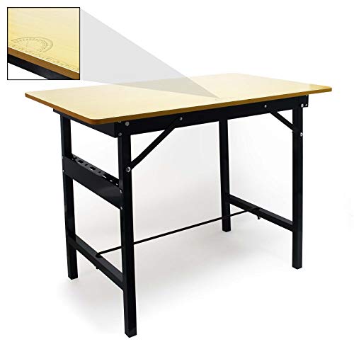 Wiltec Werkbank 100 x 60 x 76 cm klappbar, Werktisch faltbar, linierter Arbeitstisch bis 150 kg belastbar, Werkstatteinrichtung aus Stahl und Holz von Wiltec