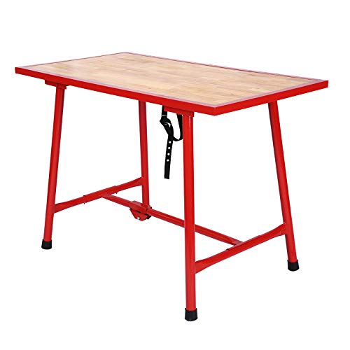 Wiltec Werkbank 120 x 62,5 x 83 cm klappbar, Werktisch faltbar, klappbarer Arbeitstisch bis 300 kg belastbar, Werkstatteinrichtung aus Stahl und Holz von Wiltec