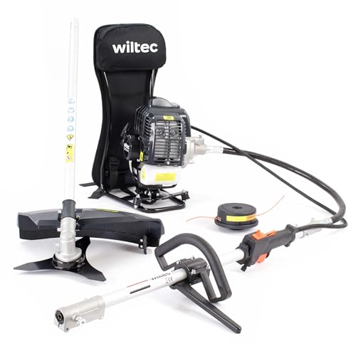 Wiltec 2-in-1 Multigartengerät mit 2-Takt Motor, Multiool Gartenwerkzeug mit Rasentrimmer, Motorsense und Verlängerung, 1,5 kW Rasenkantenschneider von Wiltec