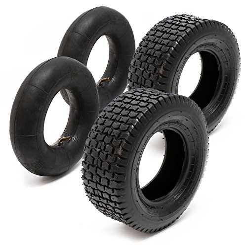 Wiltec 2X Reifenmantel 2X Schlauch für Aufsitzmäher/Rasentraktor 18x8.50-8 4PR Winkelventil von Wiltec