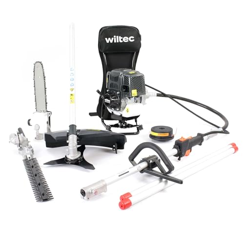 Wiltec 4-in-1 Multifunktionsgerät mit 4-Takt-Motor mit Rucksack, Backpacker Multigartengerät, Multitool Gartenwerkzeug mit u.a. Rasentrimmer von Wiltec