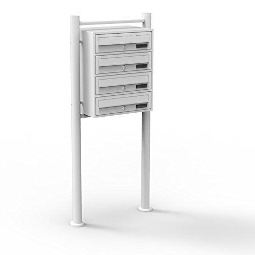 Wiltec 4er Briefkastenanlage weiß 270 x 513 x 1500 mm, Standbriefkasten mit 3 Fächern, Schlüssel und Namensschild, Briefkasten Postkasten mit Ständer Wiltec 4er Briefkastenanlage weiß 270 x 513 x 1500 mm, Standbriefkasten mit 3 Fächern, Schlüssel und Namensschild, Briefkasten Postkasten mit Ständer von Wiltec