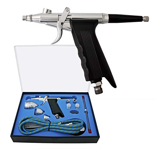 Wiltec Airbrush Pistole Set Typ 116AK mit Double Action Funktion, Nadel und Düse Ø 0,2-0,5 mm, 3 Farbbecher, Adapter für Modellbau, Nailart usw. von Wiltec