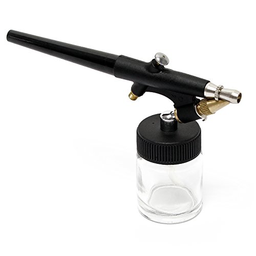 Wiltec Airbrush Pistole Typ 138 mit Single Action Funktion, Düse Ø 0,8 mm, 2 Farbbecher, Pipette und Schlauch für Modellbau, Nailart usw. von Wiltec