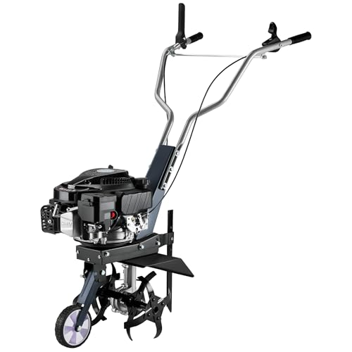 Wiltec Benzin Bodenhacke 36 cm Arbeitsbreite, Gartenhacke mit Motor 144 CCM, Motorhacke 4 Klingen, Bodenfräse mit Antrieb Euro 5, robuste Gartenfräse von Wiltec