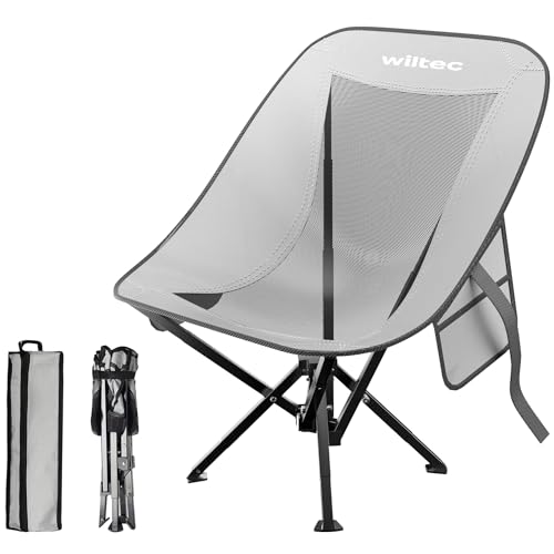 Wiltec Campingstuhl faltbar bis 100 kg grau schwarz Anglerstuhl leicht Klappstuhl Faltstuhl Camping Stuhl klappbar kleines Packmaß von Wiltec