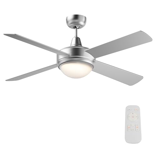 Wiltec Deckenventilator Ø 130 cm mit 4 Flügel, Ventilator mit 3 Geschwindigkeiten und Lampe, Lüfter mit Fernbedienung, Timer, Sommer- u. Wintermodus Wiltec Deckenventilator Ø 130 cm mit 4 Flügel, Ventilator mit 3 Geschwindigkeiten und Lampe, Lüfter mit Fernbedienung, Timer, Sommer- u. Wintermodus von Wiltec