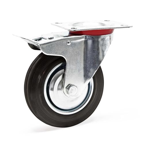 Wiltec Doppelstopp-Lenkrolle Ø160mm bis 130kg Tragkraft mit Gummirad und Feststellbremse leiser Lauf, Transportrolle Möbelrolle Laufrolle Möbel-Lenkrolle Wiltec Doppelstopp-Lenkrolle Ø160mm bis 130kg Tragkraft mit Gummirad und Feststellbremse leiser Lauf, Transportrolle Möbelrolle Laufrolle Möbel-Lenkrolle von Wiltec
