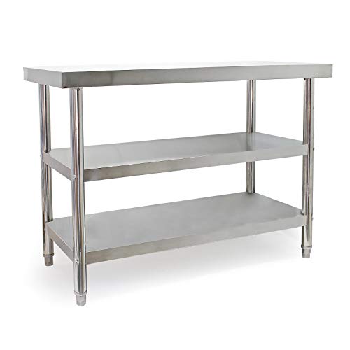 Wiltec Edelstahl Tisch Arbeitstisch Edelstahltisch mit 2 Ablagen 120x60x85cm für Gastro Küche Werkstatt Garten Keller mit höhenverstellbare Füßen Wiltec Edelstahl Tisch Arbeitstisch Edelstahltisch mit 2 Ablagen 120x60x85cm für Gastro Küche Werkstatt Garten Keller mit höhenverstellbare Füßen von Wiltec