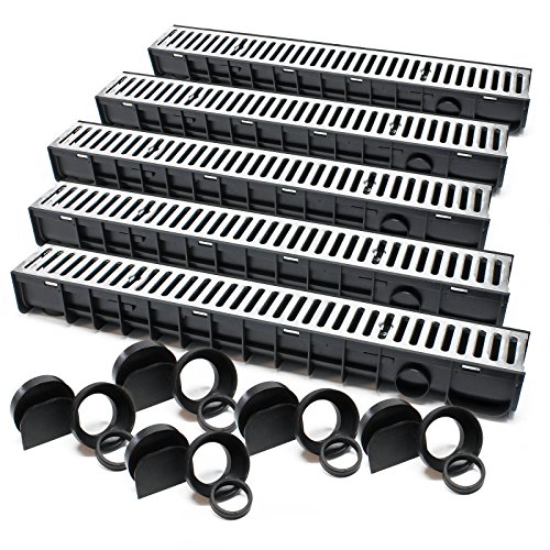 Entwässerungsrinne 5x1m Abdeckrost 1,5t verzinkt Ablaufrinne Abwasserrinne Abwasser von Wiltec