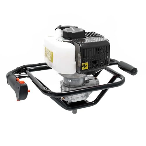 Wiltec Erdlochbohrer 1,4 kW 1,9 PS 52ccm Benzinmotor, Erdbohrer mit 2 Takt Motor, Pfahlbohrer Motorerdbohrer für saubere Bohrungen von Wiltec