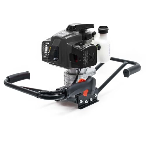 Wiltec Erdlochbohrer für 2 Personen, 2,2kW 3 PS 63 ccm Benzinmotor, Erdbohrer mit 2 Takt Motor, Pfahlbohrer Motorerdbohrer für saubere Bohrungen von Wiltec