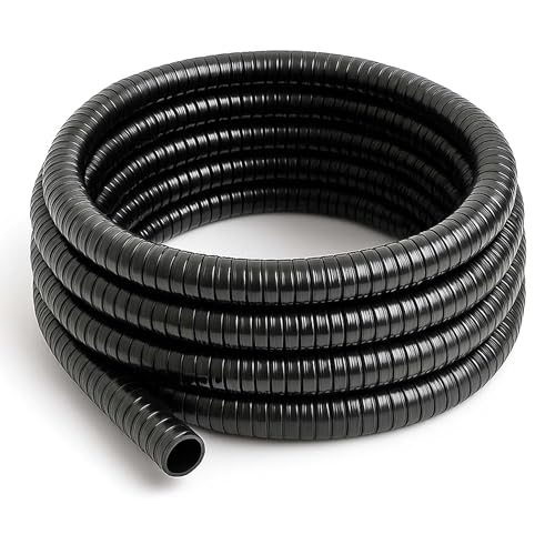 Wiltec Flexibler Förderschlauch 5m Spiralschlauch 40mm (1 1/2") schwarz mit Verstärkungsspirale Bewässerung Wasser Teich von Wiltec