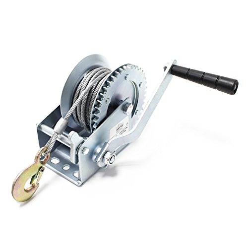 Wiltec Handseilwinde bis 550kg Übersetzung 4,1:1 142x151x192mm, Winde mit 10m Drahtseil, Seilwinde handbetrieben, Handseilzug effizient, Forstseilwinde von Wiltec
