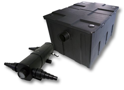 Wiltec Komplettset: CBF-550 Teichfilter bis 60000 L Teichfilteranlage als Durchlauffilter, CUV-218 Teichklärer UVC Klärer mit 18 Watt UV-C Leistung von Wiltec