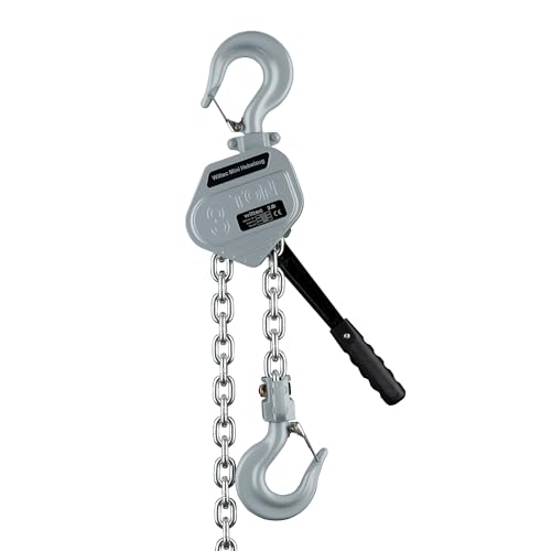 Wiltec Mini Hebelzug bis 3 t, robuster Handkettenzug 1,5 m Hubhöhe, Kettenzug aus Aluminium, manueller Hebelzug, hochbelastbares Hebemittel von Wiltec