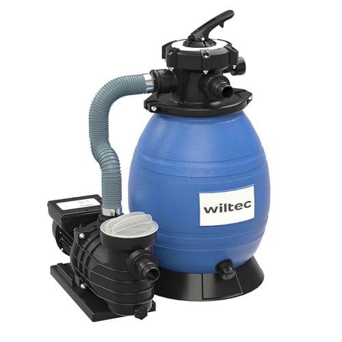 Wiltec Sandfilteranlage 370W mit 26l Filtertank und selbstansaugender 13200 l/h Poolpumpe von Wiltec