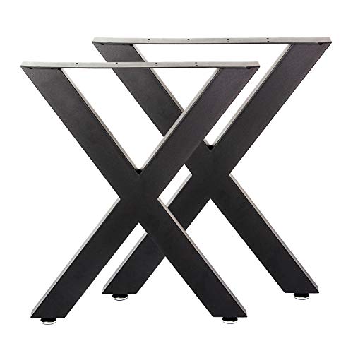 Wiltec Tischbeine 2er Set aus Stahl im X-Profil 72x60cm in Schwarz Tischkufen Tischgestell Tischuntergestell in X Form von Wiltec
