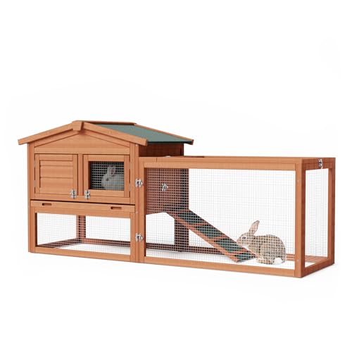 Wiltec XXL Hasenstall 1560 x 520 x 680 mm mit Freilaufgehege und erhöhtem Unterschlupf aus Fichtenholz, Kaninchenkäfig mit 2 Etagen, Kleintierstall Wiltec XXL Hasenstall 1560 x 520 x 680 mm mit Freilaufgehege und erhöhtem Unterschlupf aus Fichtenholz, Kaninchenkäfig mit 2 Etagen, Kleintierstall von Wiltec